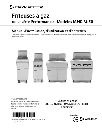 Frymaster Performance Series (MJ40 & MJ50) Gas Fryers Mode d'emploi | Fixfr