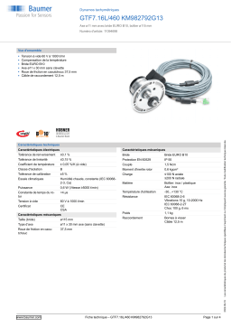 Baumer GTF7.16L/460 KM982792G13 Tachogenerator Fiche technique