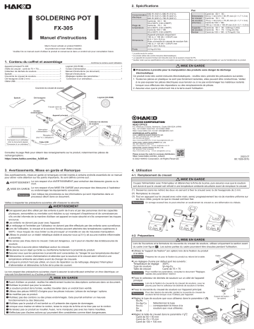Hakko FX-305 Manuel utilisateur | Fixfr
