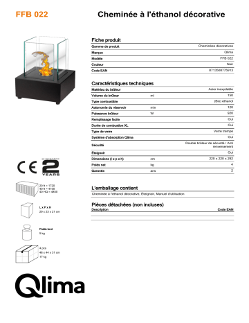 QLIMA FFB022 Decofire Manuel utilisateur | Fixfr