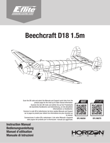 EFL106250 | E-flite EFL106275 Beechcraft D18 1.5m PNP Manuel du propriétaire | Fixfr
