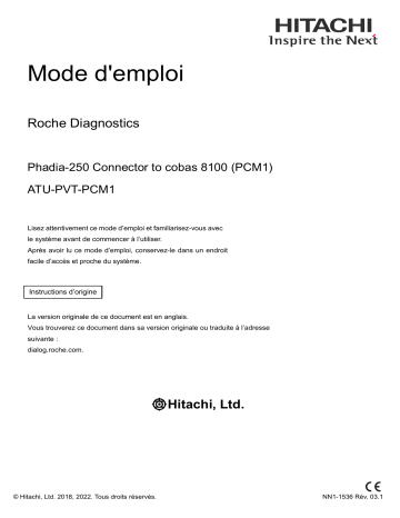 Roche Phadia-250 Connector to cobas 8100 (PCM1) - Instruction Manual - Rev. 03 - French Manuel utilisateur | Fixfr