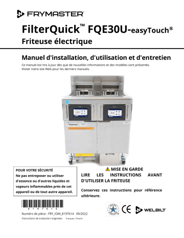 Frymaster FilterQuick Touch FQE30U-T Electric Mode d'emploi | Fixfr