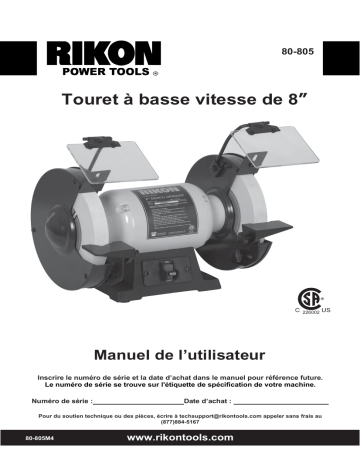 Rikon Power Tools 80-805 French Manuel utilisateur | Fixfr