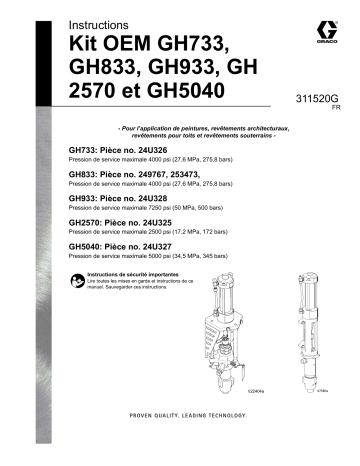 Graco 311520G, GH733, GH833, GH933, GH2570 & GH5040 Trousse OEM Mode d'emploi | Fixfr