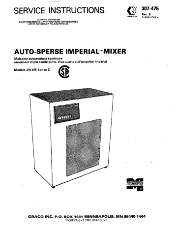 Graco 307475B AUTO-SPERSE IMPERIAL MIXER Manuel du propriétaire | Fixfr