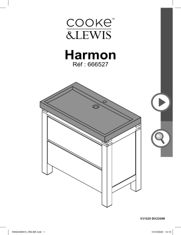 Cooke & Lewis HARMON vanity unit 90cm Manuel utilisateur | Fixfr