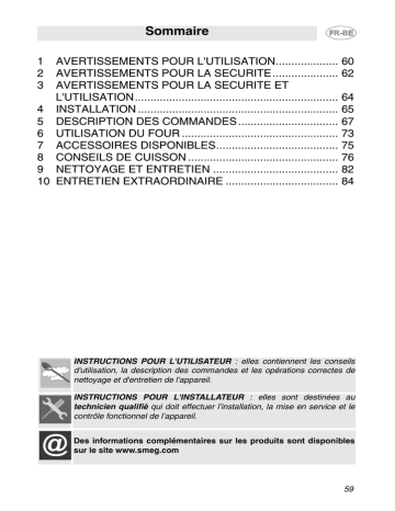 S890PMRO9 | S890AMRO9 | SE 995 | Smeg S890PMFR9 Manuel du propriétaire | Fixfr