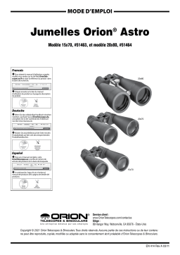 Orion 21329 20x80 Astronomical Binocular & XHD Tripod Bundle Manuel utilisateur