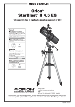 Orion 09250 StarBlast II 4.5 Equatorial Reflector Telescope Manuel utilisateur