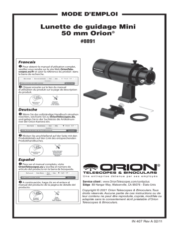 24781 | Orion 08891 Mini 50mm Guide Scope Manuel utilisateur | Fixfr