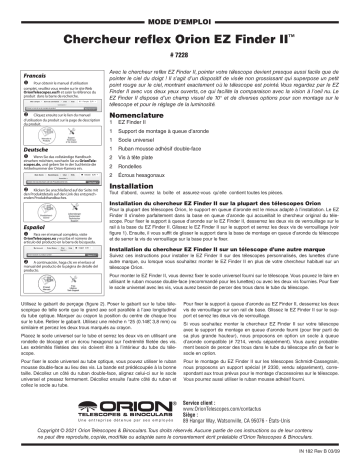 Orion 07228 EZ Finder II Telescope Reflex Sight Manuel utilisateur | Fixfr