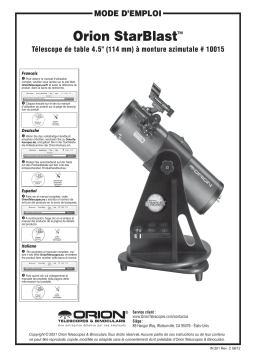 Orion 10015 StarBlast 4.5 Astro Reflector Telescope Manuel utilisateur