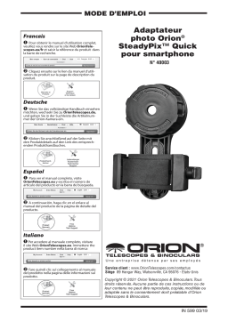 Orion 40003 SteadyPix Quick Smartphone Telescope Photo Adapter Manuel utilisateur