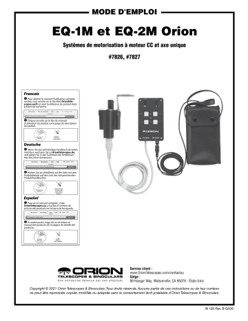 Orion 07826 EQ-1M Electronic Telescope Drive Manuel utilisateur | Fixfr