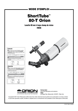 Orion 09946 ShortTube 80-T Refractor Telescope Manuel utilisateur