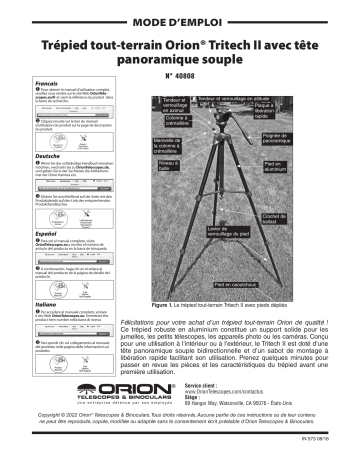 Orion 40808 Tritech II Field Tripod Manuel utilisateur | Fixfr