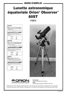 Orion 20410 Observer 80ST 80mm Equatorial Refractor Telescope Kit Manuel utilisateur