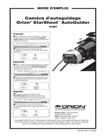 52064 | 21404 | Orion 24781 Magnificent Mini AutoGuider Package Manuel utilisateur | Fixfr