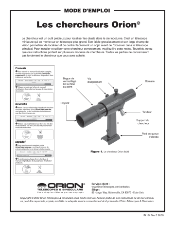 Orion 07200 Black 9x50 Achromatic Finder Scope Manuel utilisateur | Fixfr