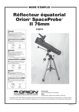 Orion 10274 SpaceProbe II 76mm Equatorial Reflector Telescope Manuel utilisateur