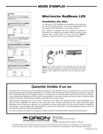 27197 | 20563 | 20562 | 05768 | 20551 | Orion 20568 SpaceProbe 130ST EQ Reflector Telescope Kit Manuel utilisateur | Fixfr