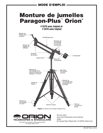 05376 | Orion 05379 Paragon-Plus Binocular Mount and Tripod Manuel utilisateur | Fixfr