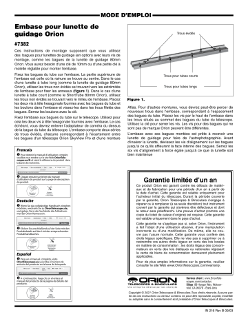 Orion 07382 Guide Scope Ring Mounting Bar Manuel utilisateur | Fixfr