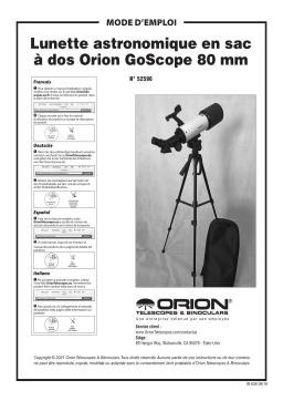 Orion 52596 GoScope 80mm Backpack Refractor Telescope Manuel utilisateur