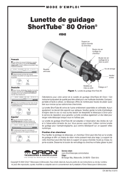 Orion 09948 ShortTube 80 Refractor Telescope Optical Tube Assembly Manuel utilisateur