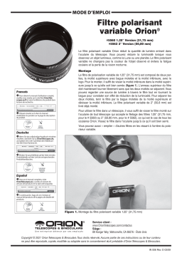 Orion 05562 2" Variable Polarizing Eyepiece Filter Manuel utilisateur