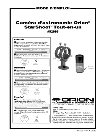 Orion 52098 StarShoot All-In-One Astrophotography Camera Manuel utilisateur | Fixfr