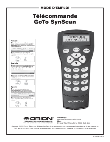 07947 | Orion 07942 SynScan V5 Computerized GoTo Hand Controller Manuel utilisateur | Fixfr