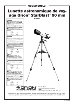 Orion 10282 StarBlast 90mm Altazimuth Travel Refractor Telescope Manuel utilisateur