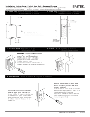 Emtek Pocket Door Lock Door Prep & Guide d'installation | Fixfr