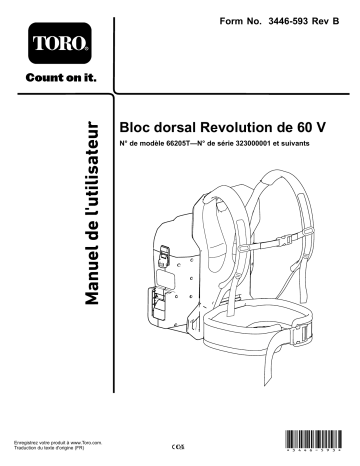 Toro Revolution 60V Backpack Misc Manuel utilisateur | Fixfr