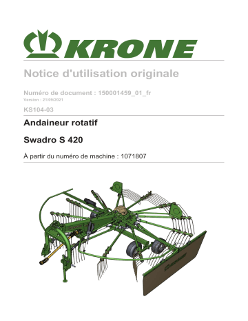 Krone BA Swadro S 420 (KS104-03) Mode d'emploi | Fixfr