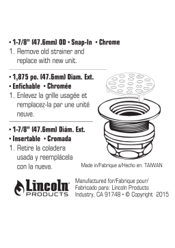 Lincoln Products 112903 1-7/8 in. 3 Prong Tub Strainer in Stainless Steel Contractor 10-Pack Installation manuel