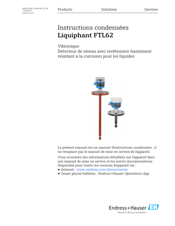 Endres+Hauser Liquiphant FTL62 Manuel utilisateur | Fixfr