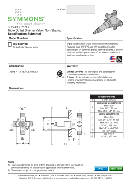 Symmons Industries 3DIV-BODY-NS 1/2 in. MIPS Diverter Valve spécification