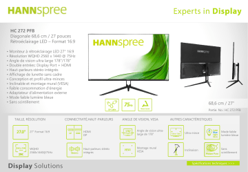 Hannspree HC272PFB Desktop Monitor Fiche technique | Fixfr