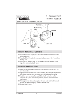 Kohler 1013944 Flush Valve Kit for San Raphael K-3395 Installation manuel