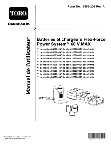 Flex-Force Power System 7.5Ah 60V MAX Battery Pack | Flex-Force Power System 2.5Ah 60V MAX Battery Pack | Flex-Force Power System 2.0Ah 60V MAX Battery Pack | Flex-Force Power System 4.0Ah 60V MAX Battery Pack | Toro Flex-Force Power System 60V MAX Battery Charger Misc Manuel utilisateur | Fixfr