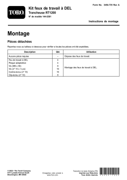 Toro LED Work Light Kit, RT1200 Trencher Guide d'installation