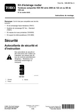 Toro Road Light Kit, 2000 Series HDX RD 122cm or SD 132cm Riding Mower Riding Product Guide d'installation
