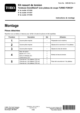 Toro Torsion Idler Kit, GrandStand Mower With 60in TURBO FORCE Cutting Unit Riding Product Guide d'installation
