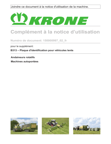 Krone Plaque d'identific. pour véhicules lents Mode d'emploi | Fixfr
