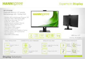 Hannspree HP278WJB Desktop Monitor Fiche technique | Fixfr