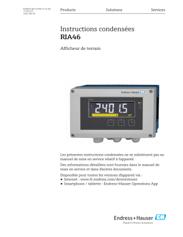 Endres+Hauser RIA46 Manuel utilisateur | Fixfr