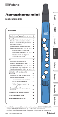 Roland Aerophone mini Digital Wind Instrument Manuel du propriétaire | Fixfr